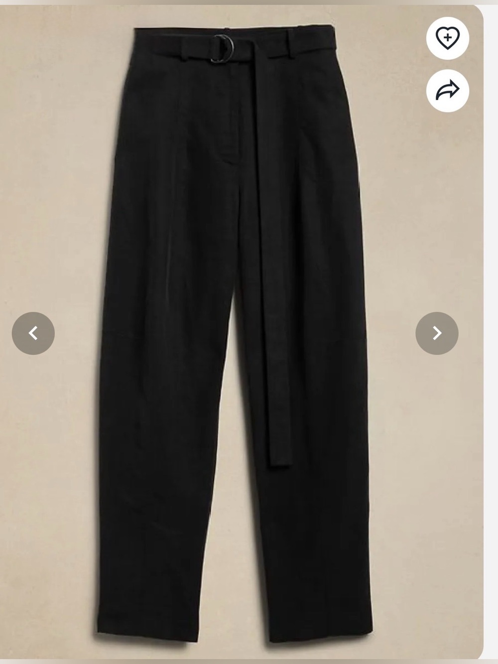 Banana Republic - High-Rise Barrel Tencel™-Linen Pant Black - 6 Regular